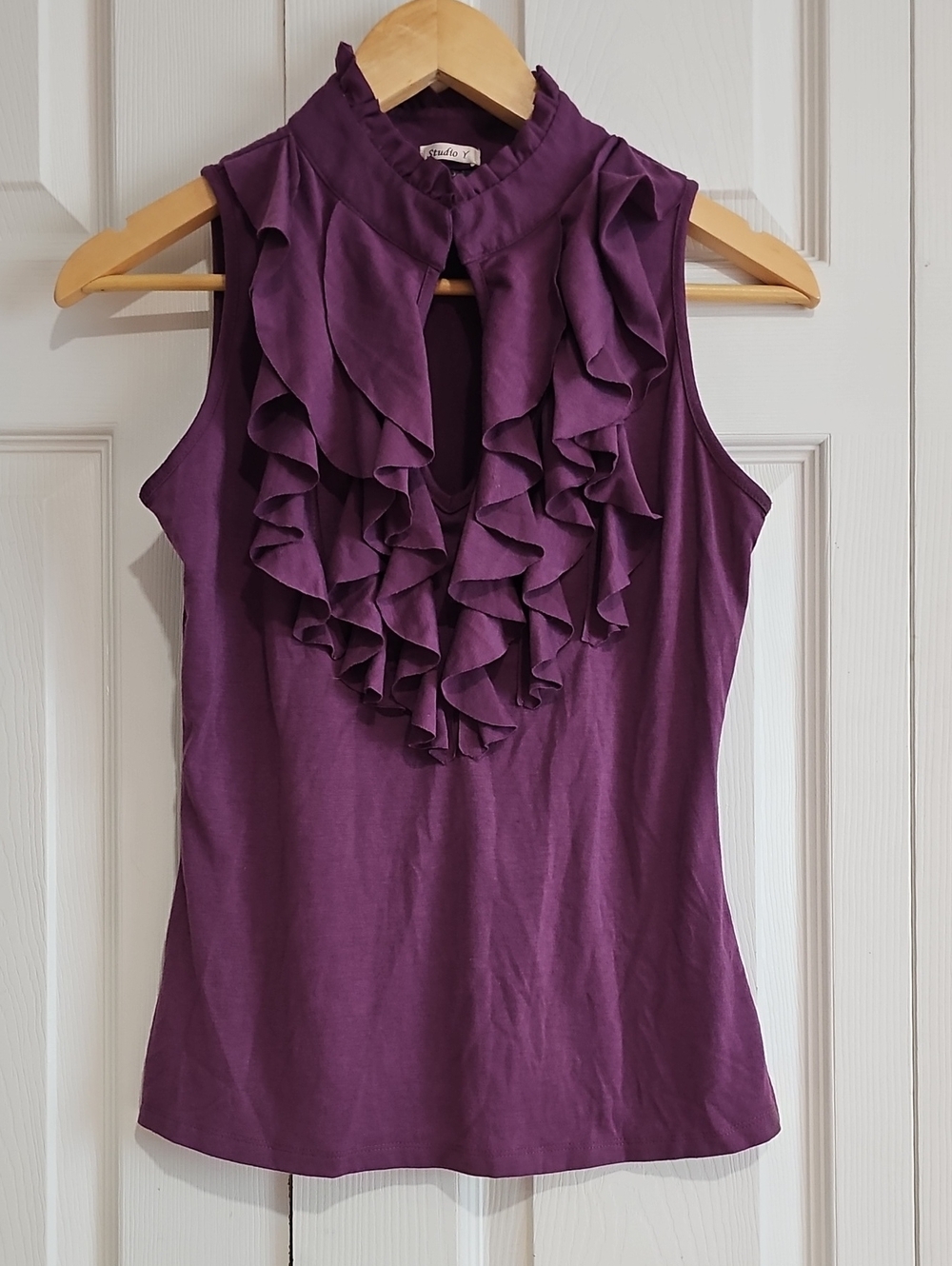 Studio Y Purple Ruffle Sleeveless Blouse | Size Small | Career & Dressy Top